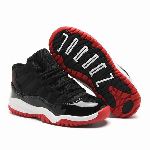 Nike Air Jordan 11 Youth Kids Shoes Size28-37 Black Red-19